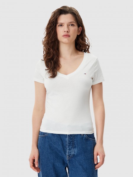 T-Shirt Mulher Tjw Slim V-Neck Tee Tommy Jeans
