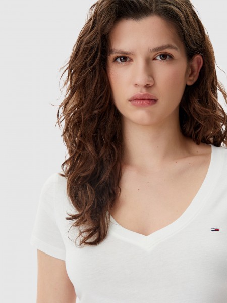 T-Shirt Mulher Tjw Slim V-Neck Tee Tommy Jeans