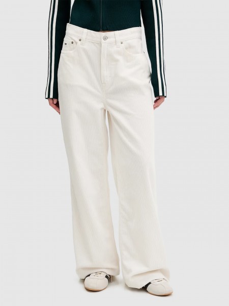 Pants Woman Cream Tommy Jeans