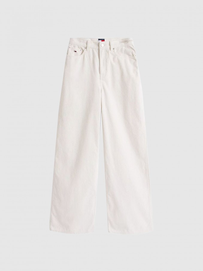 Pants Woman Cream Tommy Jeans