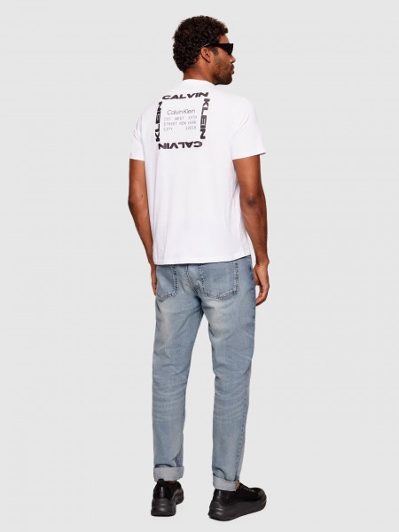 T-Shirt Calvin Klein Homem Ss 30S Whsl Ckj Ck Box Graphic T