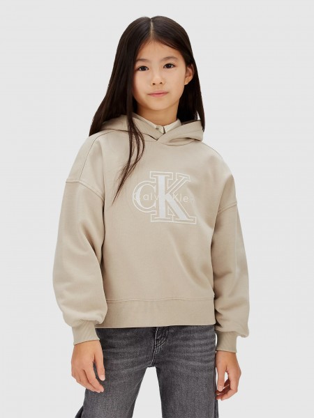 Sweatshirt Calvin Klein Menina Velvet Monologo Hoodie