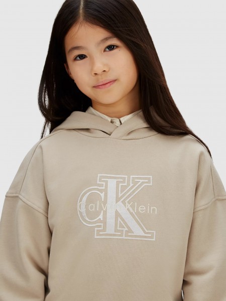 Sweatshirt Calvin Klein Menina Velvet Monologo Hoodie