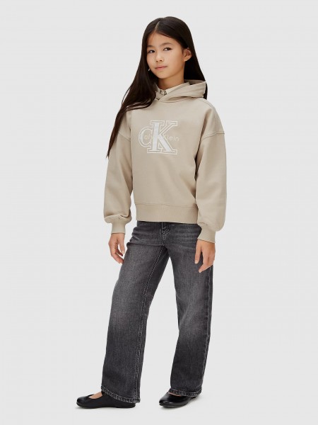 Sweatshirt Calvin Klein Menina Velvet Monologo Hoodie