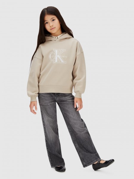 Sweatshirt Calvin Klein Menina Velvet Monologo Hoodie