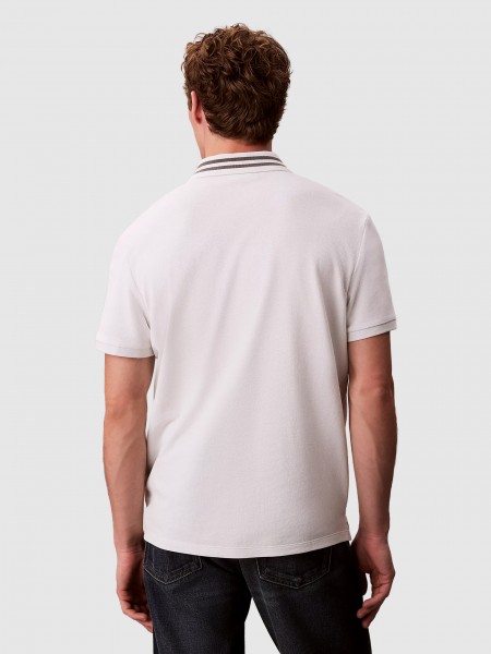Polo Calvin Klein Homem Ss Monogram Pique Tipped Polo