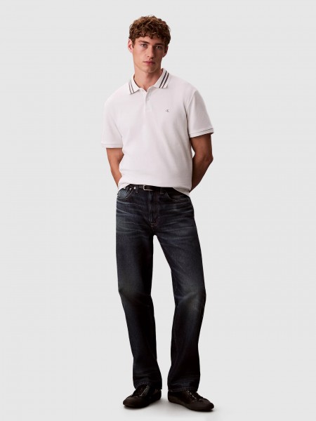 Polo Calvin Klein Homem Ss Monogram Pique Tipped Polo