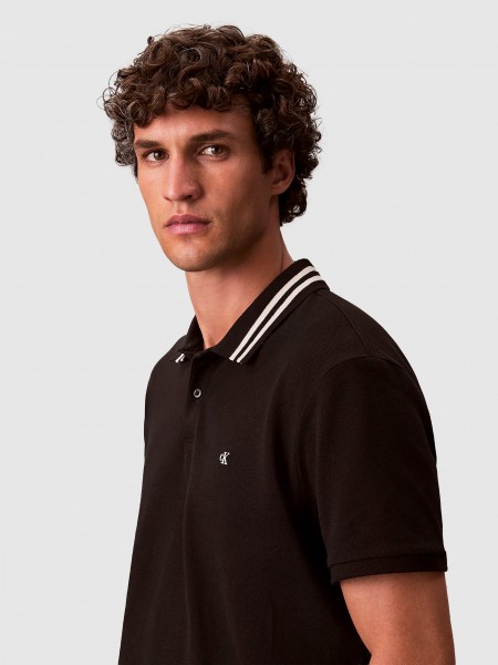 Polo Calvin Klein Homem Ss Monogram Pique Tipped Polo