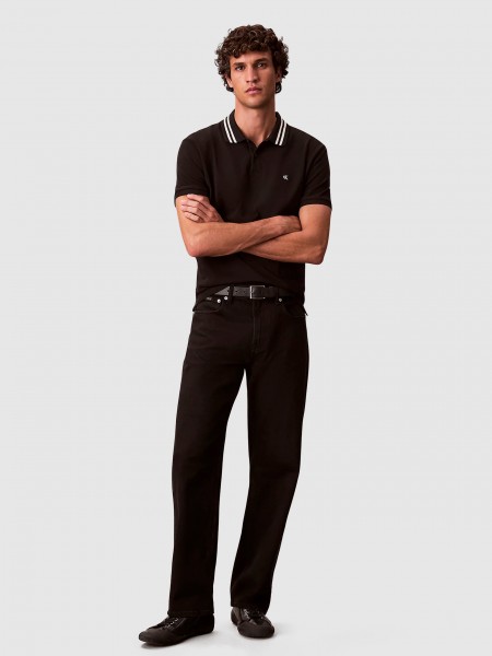 Polo Calvin Klein Homem Ss Monogram Pique Tipped Polo