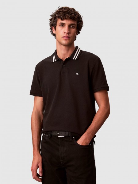 Polo Calvin Klein Homem Ss Monogram Pique Tipped Polo