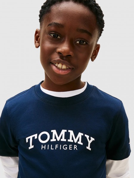 T-Shirt Tommy Hilfiger Menino Monotype Print Graphic T-Shirt