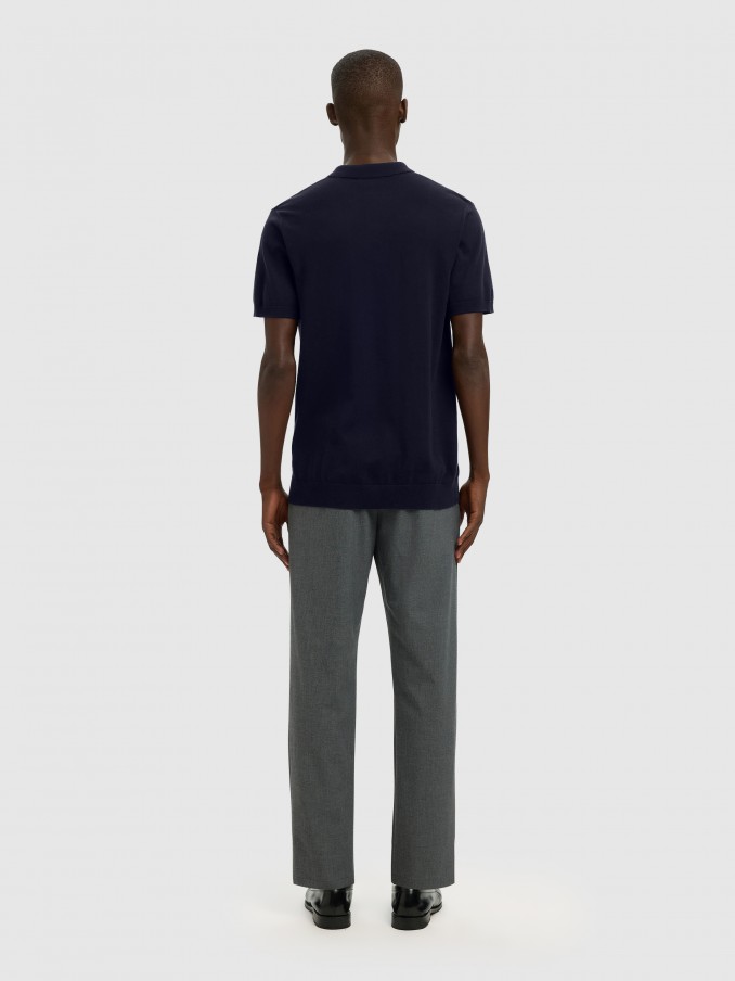 Polo Shirt Man Navy Blue Selected