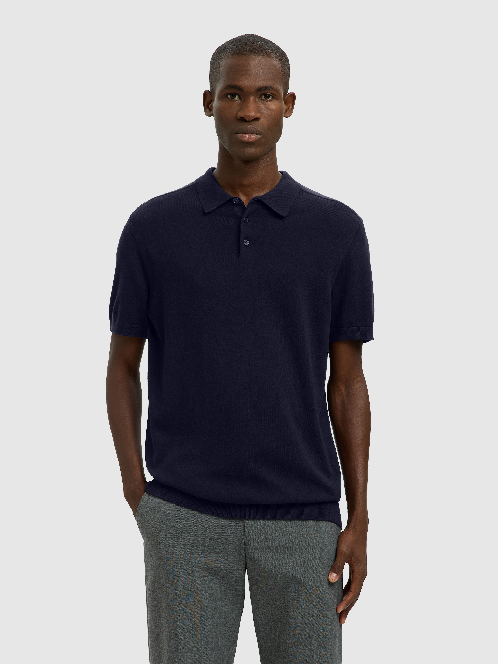 Polo Shirt Man Navy Blue Selected