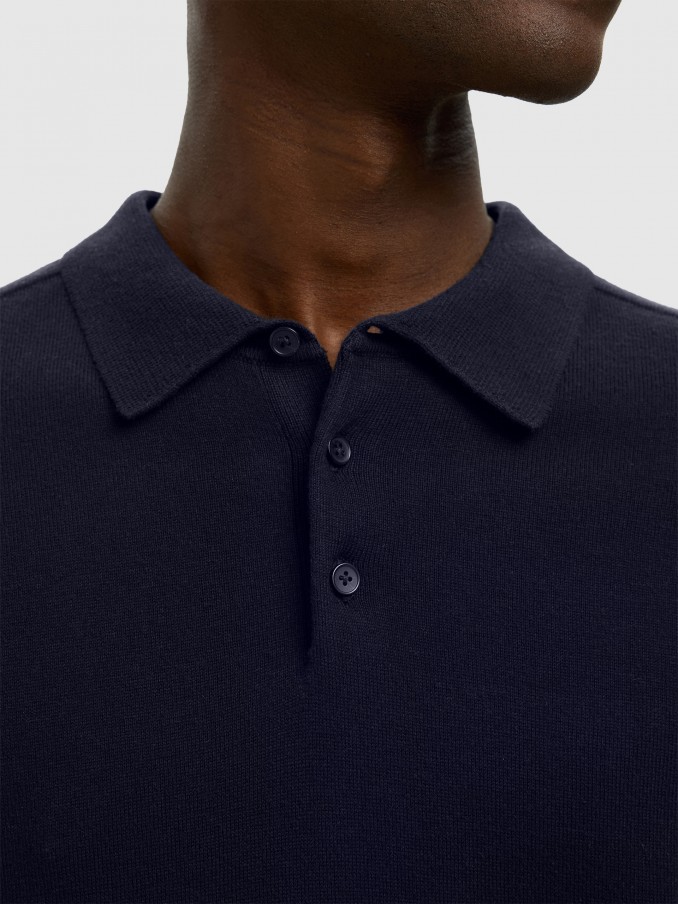Polo Shirt Man Navy Blue Selected