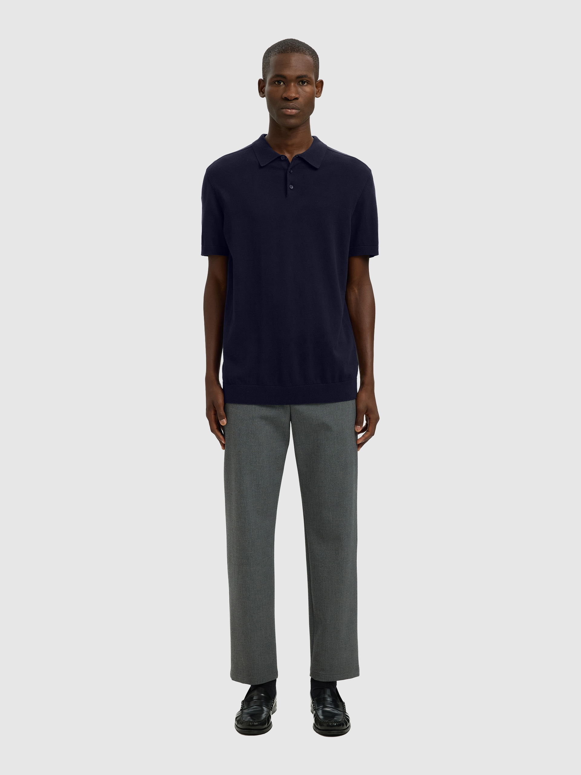 Polo Shirt Man Navy Blue Selected