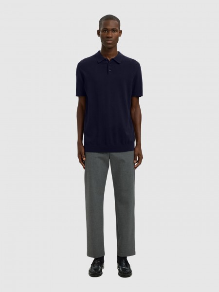 Polo Shirt Man Navy Blue Selected