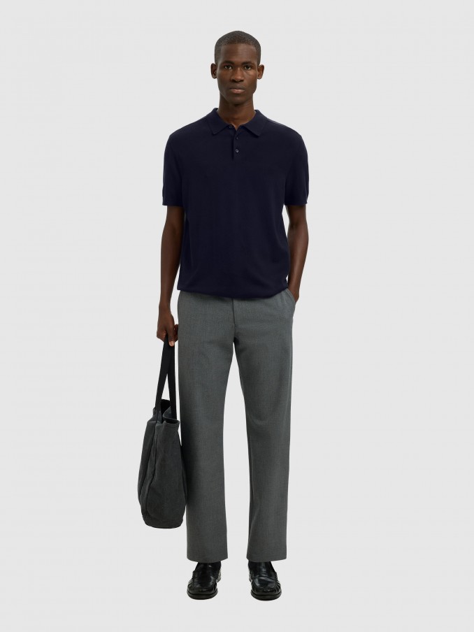 Polo Shirt Man Navy Blue Selected