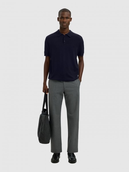 Polo Shirt Man Navy Blue Selected