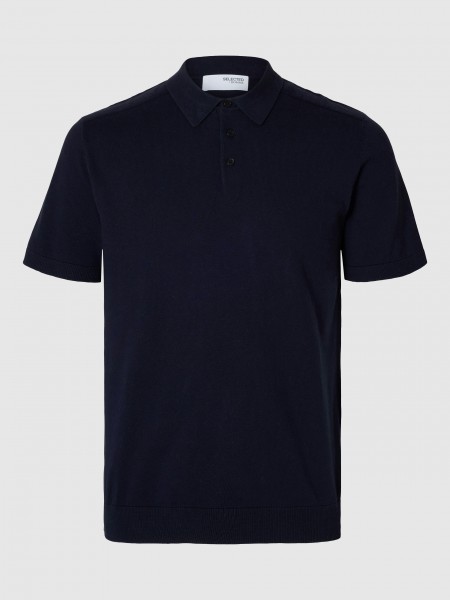 Polo Shirt Man Navy Blue Selected