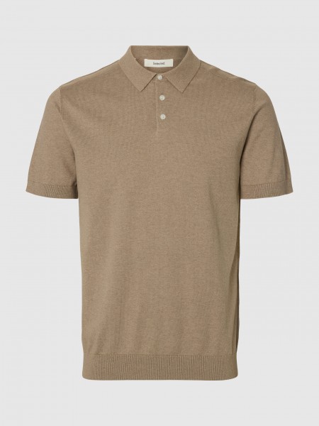 Polo Selected Homem Slhberg Ss Knit Polo Noos