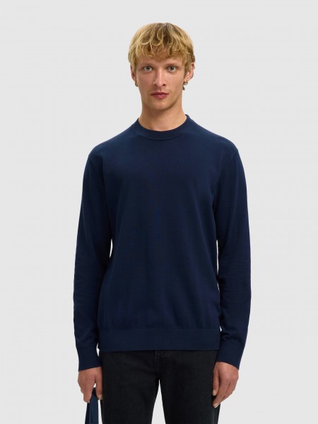 Pullover Man Navy Blue Selected