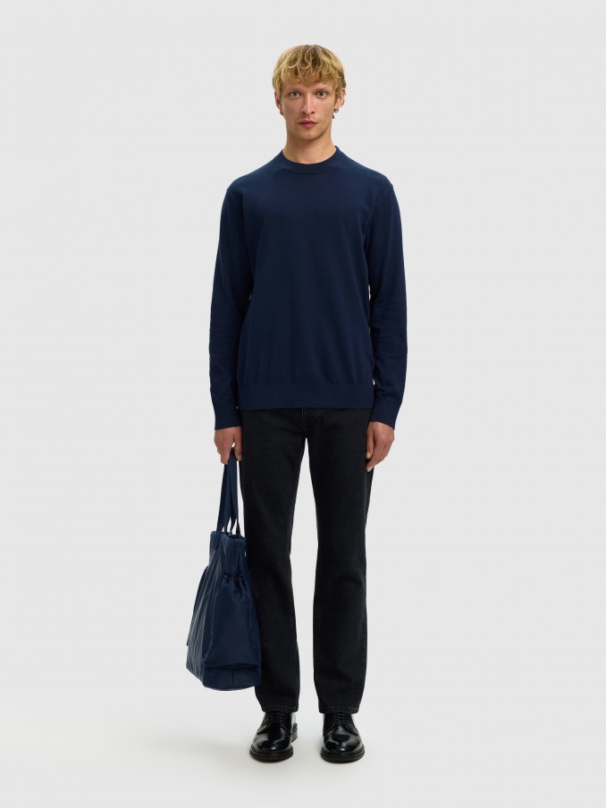 Pullover Man Navy Blue Selected
