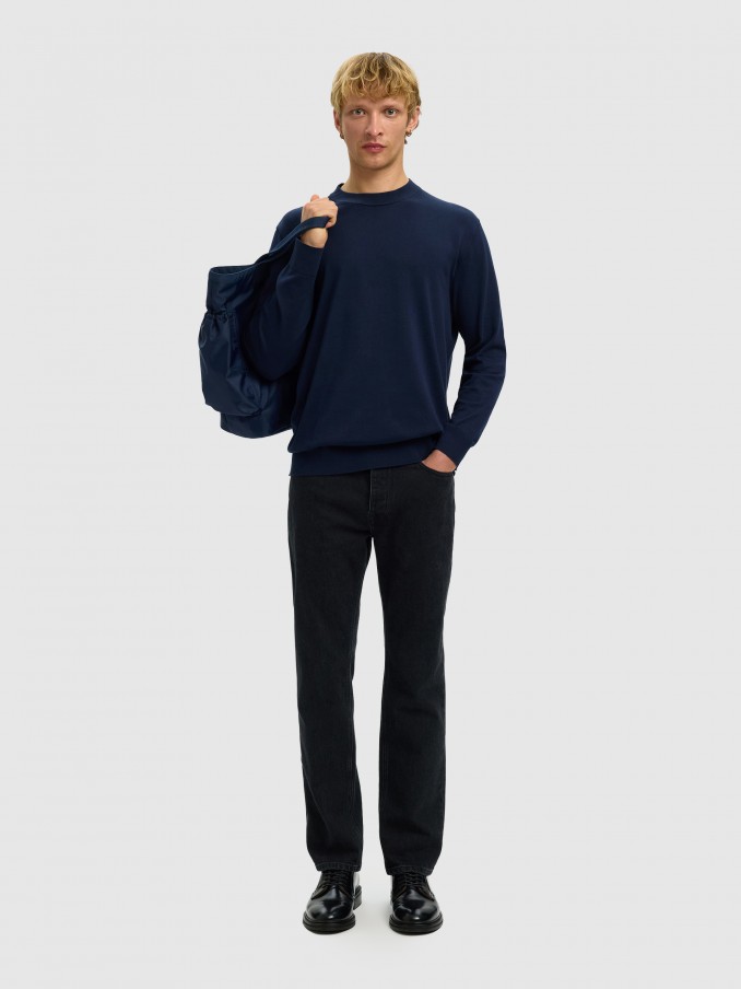 Pullover Man Navy Blue Selected