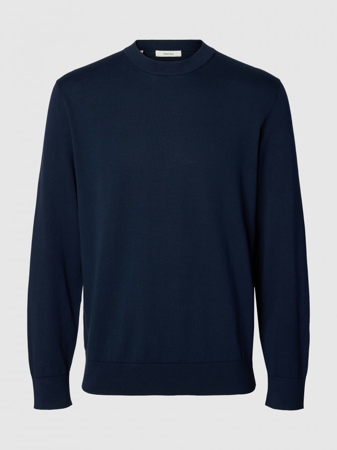 Pullover Man Navy Blue Selected