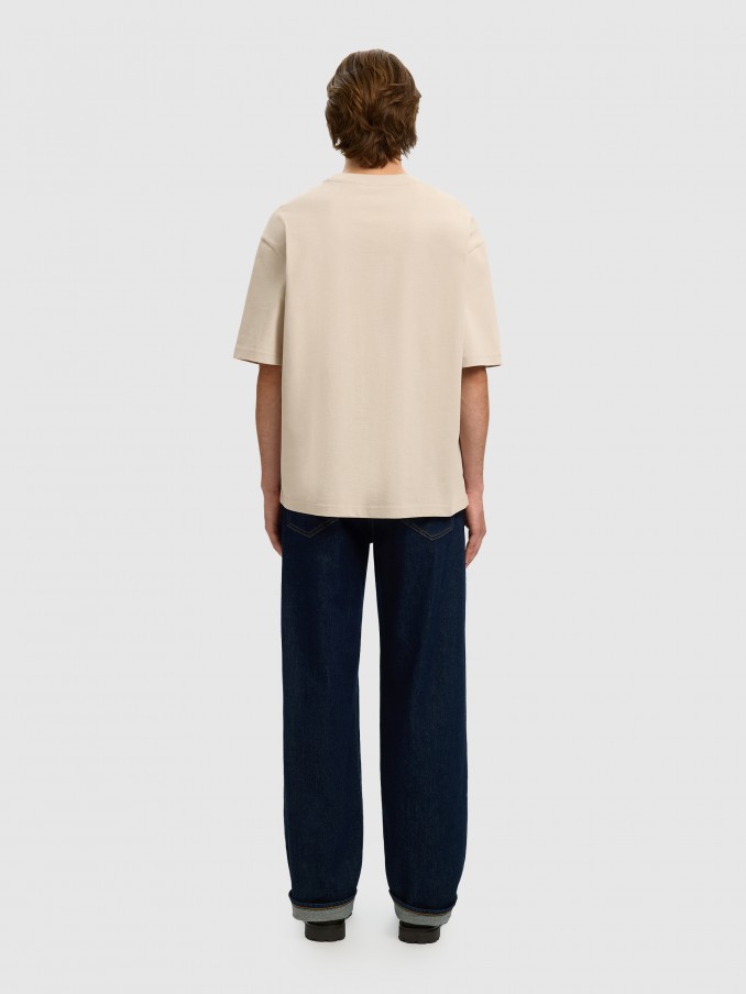 Camiseta Hombre Beige Selected