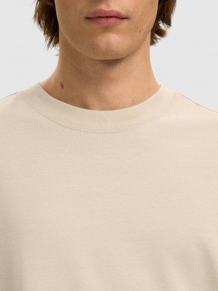 Camiseta Hombre Beige Selected