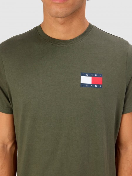 T-Shirt Tommy Jeans  Homem Tjm Slim Essential Flag Tee Ext