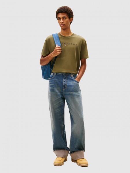 T-Shirt Homem Tjm Reg Linear Logo Tee Ext Tommy Jeans