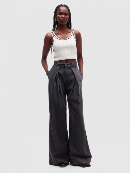 Top Tommy Jeans Mulher Tjw Flag Cable Cropped Tank