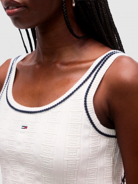 Top Tommy Jeans Mulher Tjw Flag Cable Cropped Tank