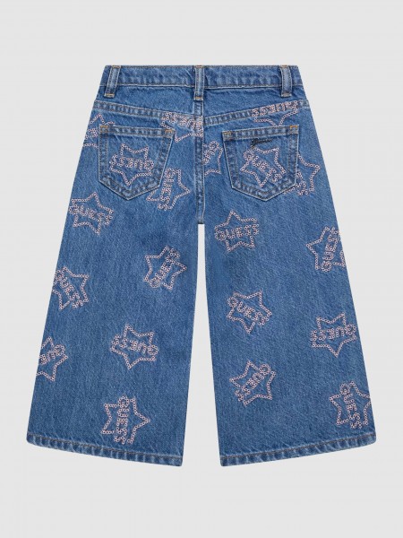 Jeans Guess Menina Palazzo Rgd Dnm Pants W/embroi