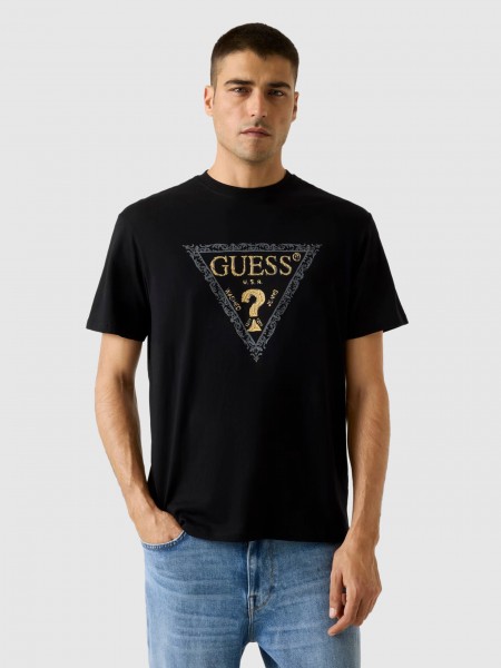T-Shirt Guess Homem Ss Cn Golden Triangle Tee