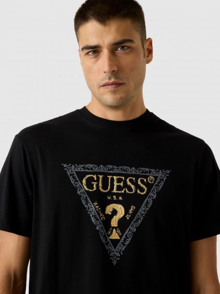 T-Shirt Guess Homem Ss Cn Golden Triangle Tee