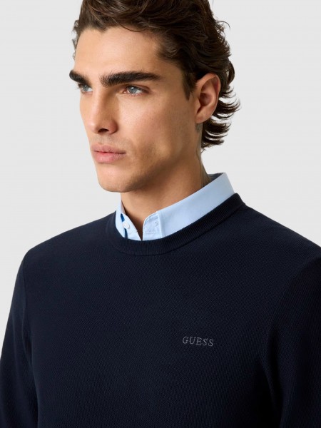 Camisola Guess Homem Karim Cn Piquet Stitch Swtr