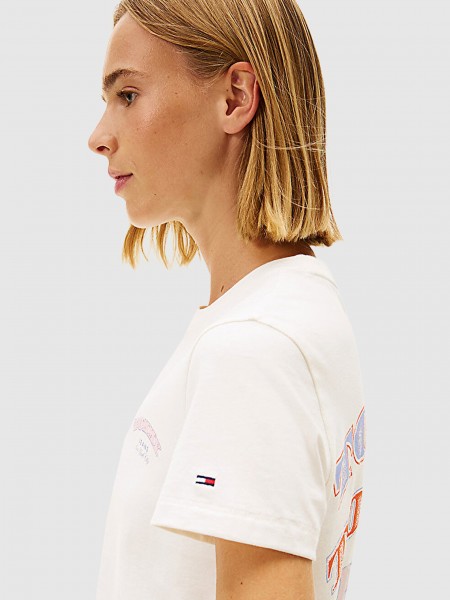 T-Shirt Tommy Jeans Mulher Tjw Reg Dollar Stack Tee Ext