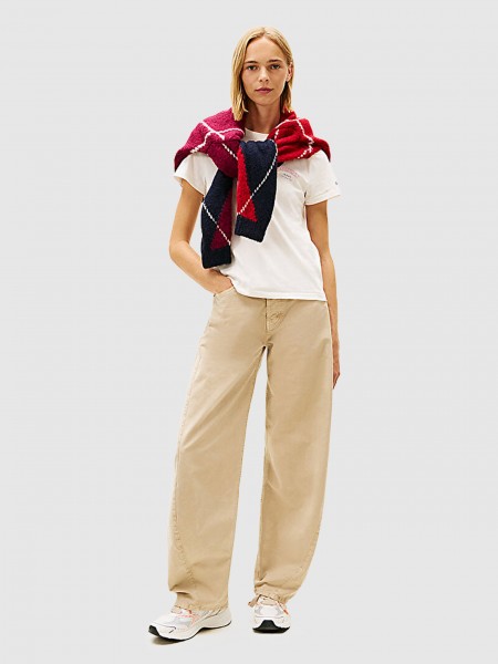 T-Shirt Tommy Jeans Mulher Tjw Reg Dollar Stack Tee Ext