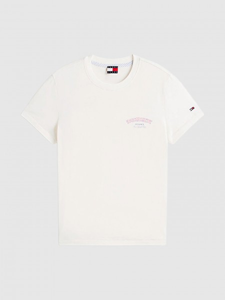 T-Shirt Tommy Jeans Mulher Tjw Reg Dollar Stack Tee Ext