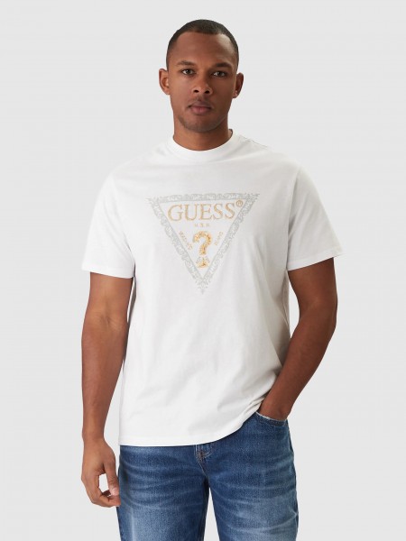 T-Shirt Guess Homem Ss Cn Golden Triangle Tee