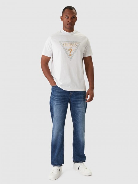 T-Shirt Guess Homem Ss Cn Golden Triangle Tee