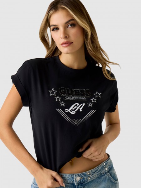 T-Shirt Guess Mulher Ss Cn La Stars Tee