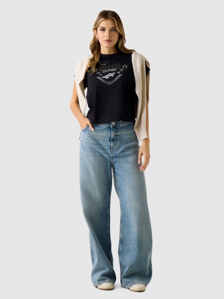 T-Shirt Guess Mulher Ss Cn La Stars Tee