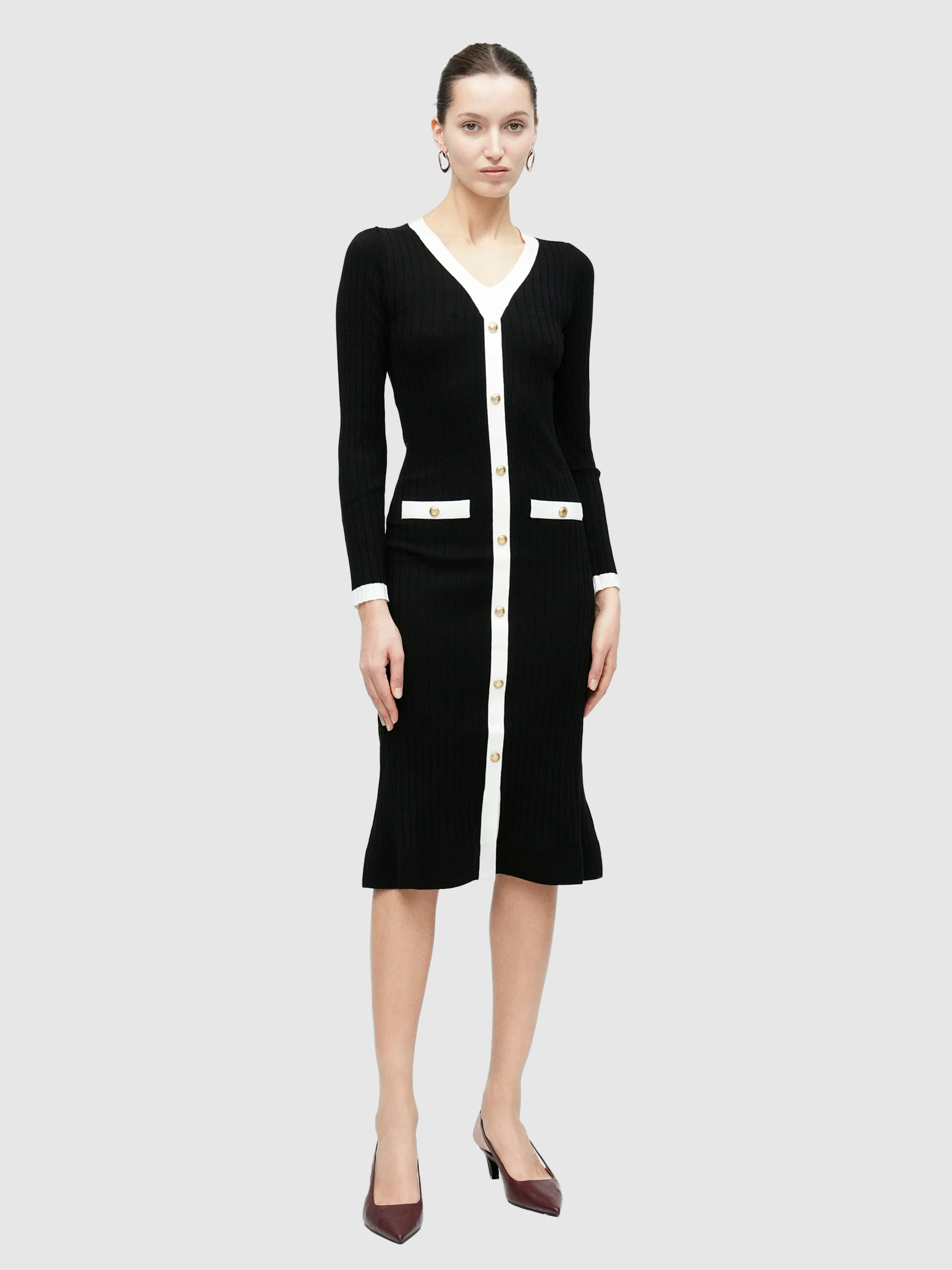 Vestido Guess Mulher Ls Vn Laurel Swtr Dress