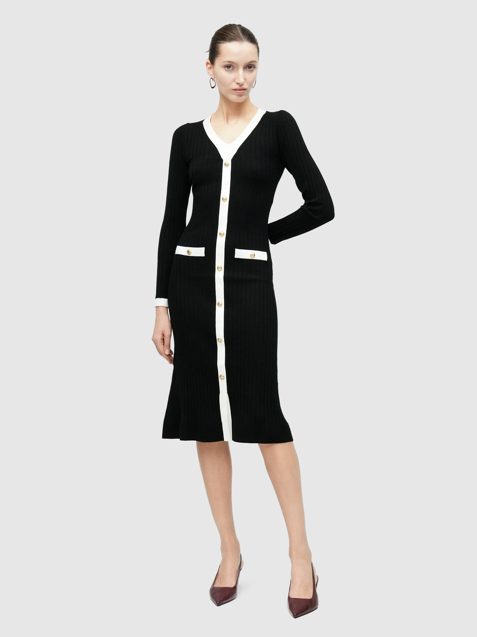 Vestido Guess Mulher Ls Vn Laurel Swtr Dress