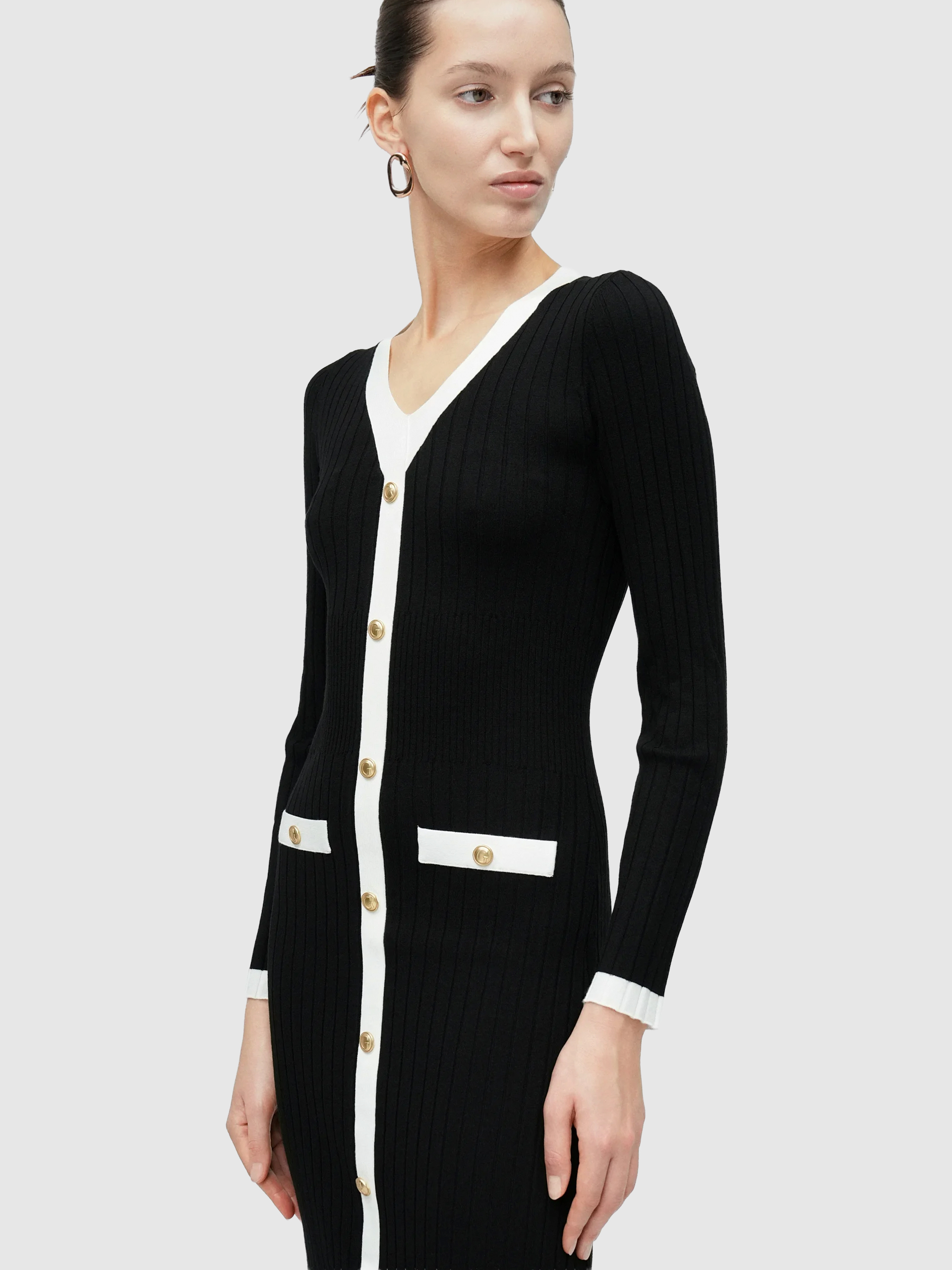Vestido Guess Mulher Ls Vn Laurel Swtr Dress
