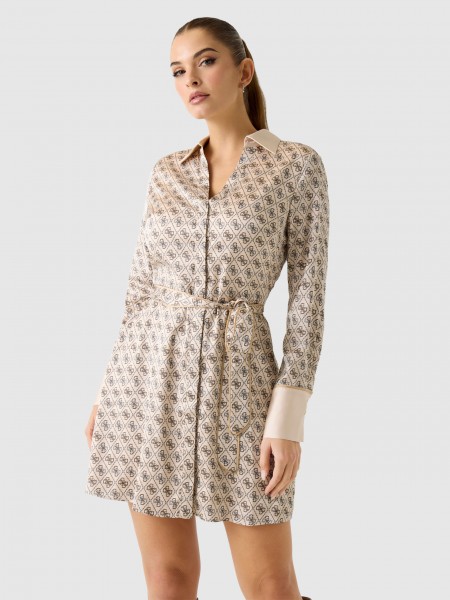 Vestido Guess Mulher Ls Blerta Chemisier Dress