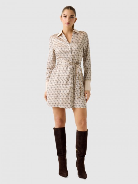 Vestido Guess Mulher Ls Blerta Chemisier Dress